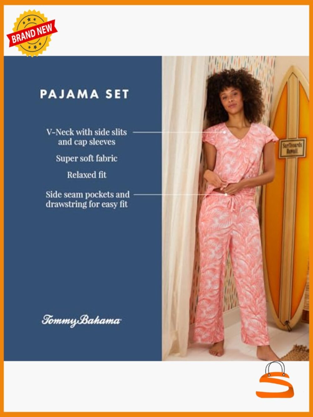 Women's Soft Stretch Pajama Set with Pockets, Size Small, Lounge Wear - Picture 5 of 6